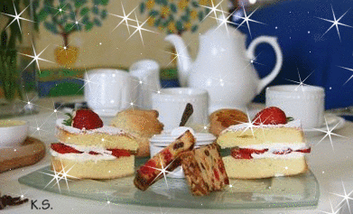 Kawa ciastka z migającymi gwiazdkami